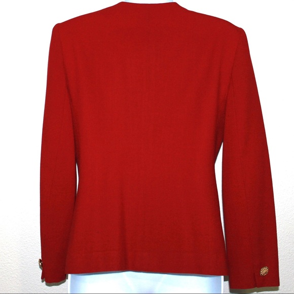 Vintage Red 100% Wool Structured Boxy Blazer - Picture 5 of 8